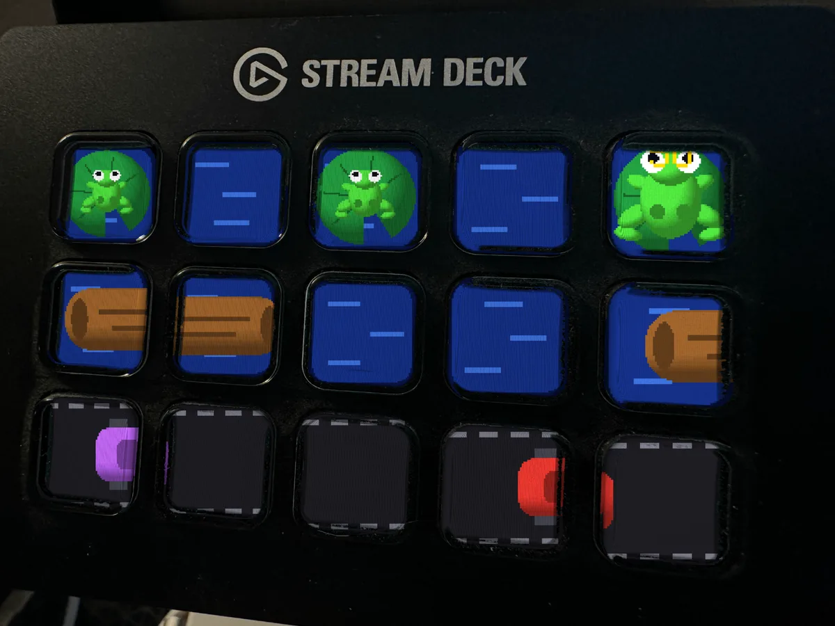 Frog Crossing shown running on a Stream Deck