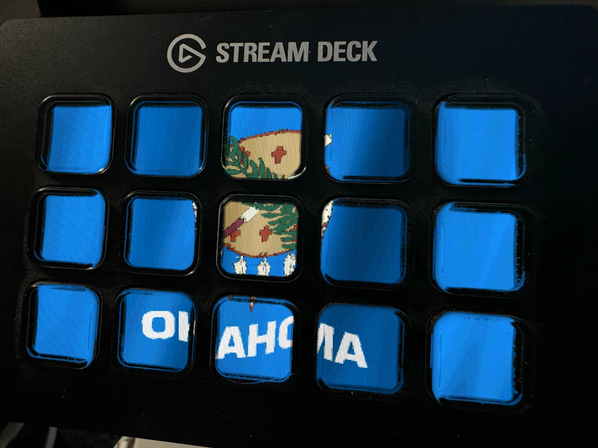 Oklahoma Flag shown running on a Stream Deck