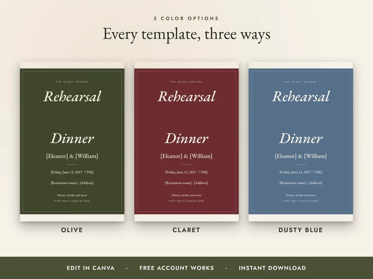 Olive Wedding Invitation Set — Invitation, RSVP and Details Card shown running on a Stream Deck