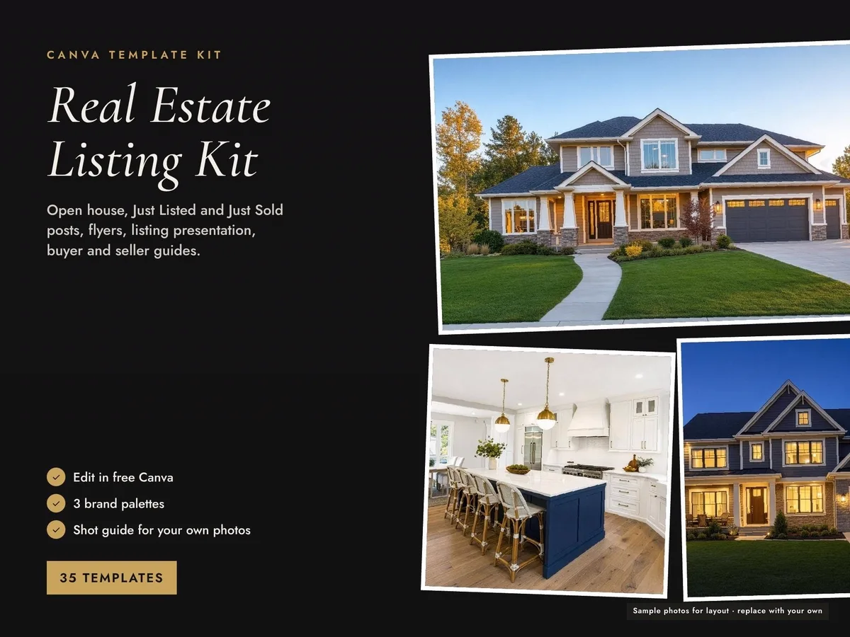 Real Estate Marketing Bundle — 34 Canva Templates for Agents